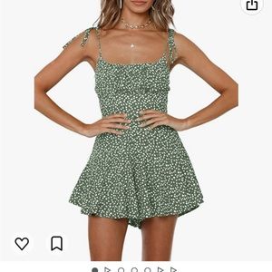 Green floral romper